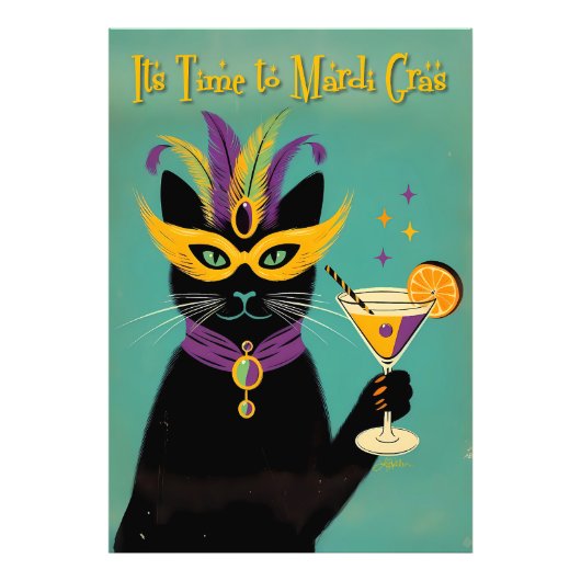 Retro Sophisticats Its Time to Mardi Gras Martini Foto Afdruk (Voorkant)