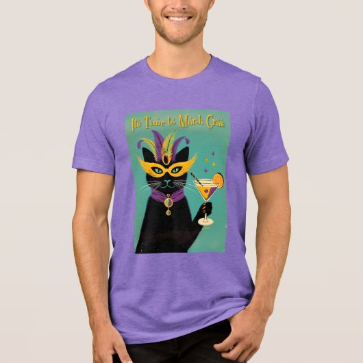 Retro Sophisticats Its Time to Mardi Gras Martini Tri-Blend Shirt (Voorkant)
