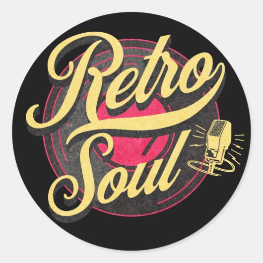 Retro Soul Music Ronde Sticker (Voorkant)