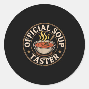 Retro Soup Squad Officiële Proef Grappige Foodie C Ronde Sticker