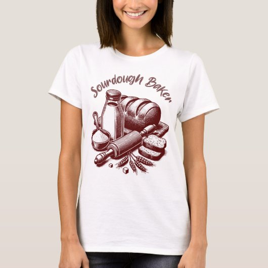  retro Sourdough Baker bakkerij T-shirt (Voorkant)