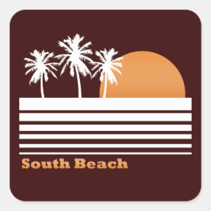 Retro South Beach-stickers Vierkante Sticker