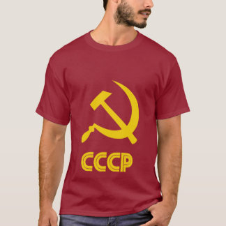 Retro sovjetgeel op rood T-shirt