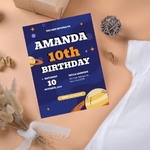 Retro Space 10e anniversaire Invitation
