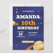 Retro Space 10e anniversaire Invitation (Devant)