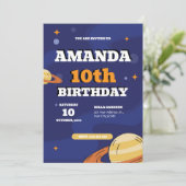 Retro Space 10e anniversaire Invitation (Debout devant)