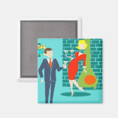 Retro Space Age Cartographie Couple Magnet (Recto/Verso)