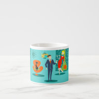 Retro Space Age Cartoon Couple Espresso Mok