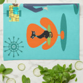 Retro Space Age Cartoon Kitchen Towel Theedoek (Gevouwen)