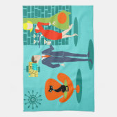 Retro Space Age Cartoon Kitchen Towel Theedoek (Verticaal)