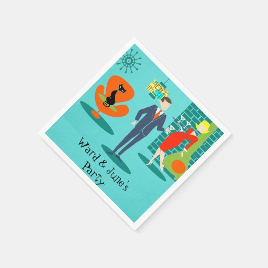 Retro Space Age Cartoon Koppel Cocktail servetten (Hoek)