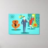Retro Space Age Cartoon Paar Canvas Print (Voorkant)