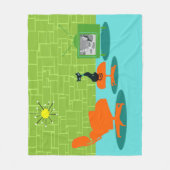 Retro Space Age Kat Fleece Blanket (Voorkant)