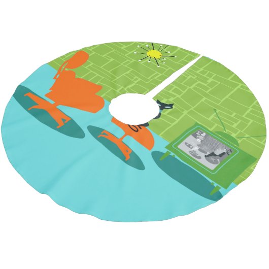 Retro Space Age Kat kerstboomrok Kerstboom Rok (Gekanteld)