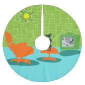 Retro Space Age Kat kerstboomrok Kerstboom Rok (Voorkant)