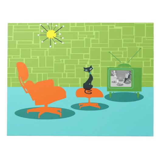 Retro Space Age Kat-laptop Notitieblok (Voorkant)