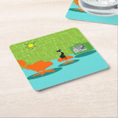 Retro Space Age Kat Paper Onderzetter (Schuin)