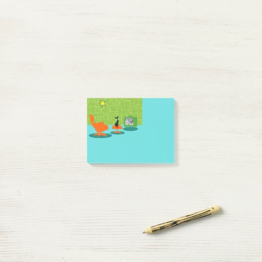 Retro Space Age Kat Post-it Notes (Op bureau)