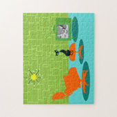 Retro Space Age Kat Puzzle Legpuzzel (Verticaal)