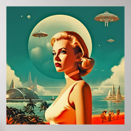 Retro Space Age Miami Poster