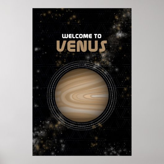 Retro Space Art avec la planète Vénus Poster (Devant)