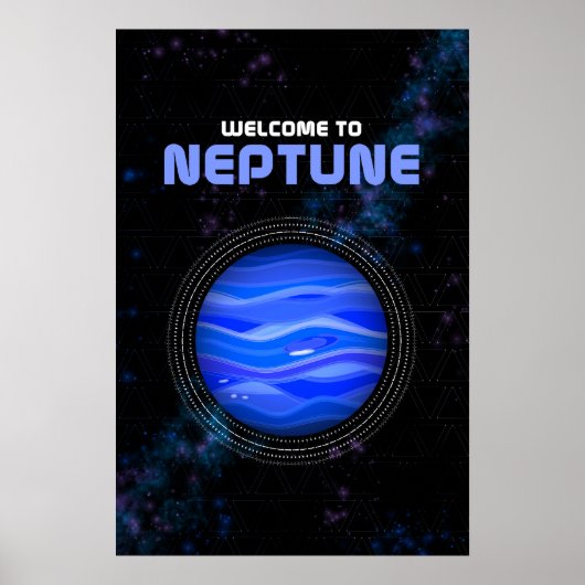 Retro Space Art avec Planète Neptune Poster (Devant)