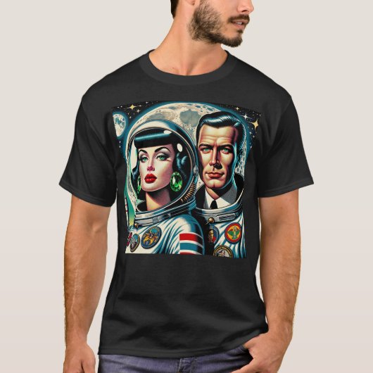 Retro Space Astronauts T-shirt (Voorkant)