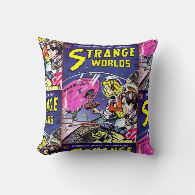 Retro Space Comic Livre Oreillers à lancer décorat (Recto)