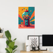 Retro Space Gumball Machine: Pop Art Poster (Thuiskantoor)