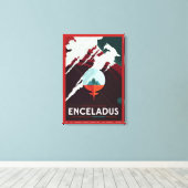 Retro Space Poster-Cassini missie naar Saturnus Canvas Afdruk (Insitu (Houten vloer))