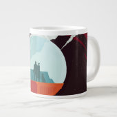 Retro Space Poster-Cassini missie naar Saturnus Extra Grote Beker (Voorkant rechts)