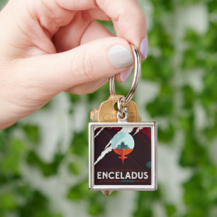 Retro Space Poster-Cassini missie naar Saturnus Sleutelhanger