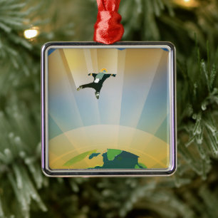 Retro Space Poster-De zwaartekracht van een Super  Metalen Ornament