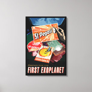Retro Space Poster-Exoplanet Discovery 51 Pegasi B Canvas Afdruk