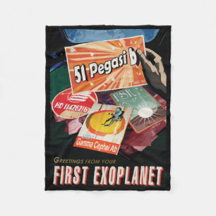 Retro Space Poster-Exoplanet Discovery 51 Pegasi B Fleece Deken