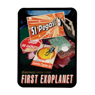 Retro Space Poster-Exoplanet Discovery 51 Pegasi B Magneet