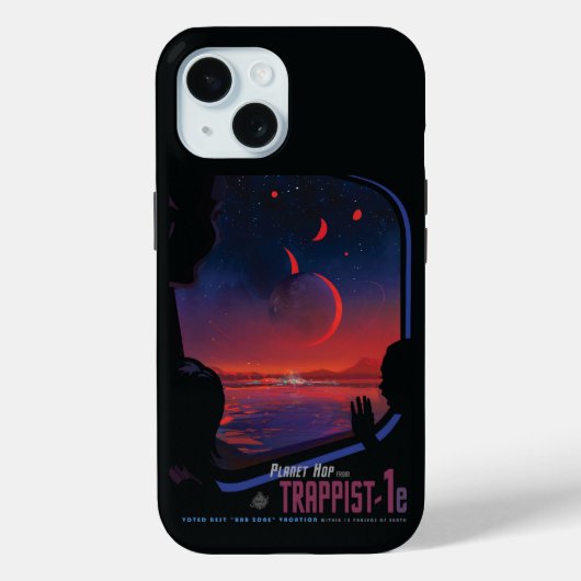 Retro Space Poster - Kijkers observeren trappist-1 Case-Mate iPhone Case (Achterkant)