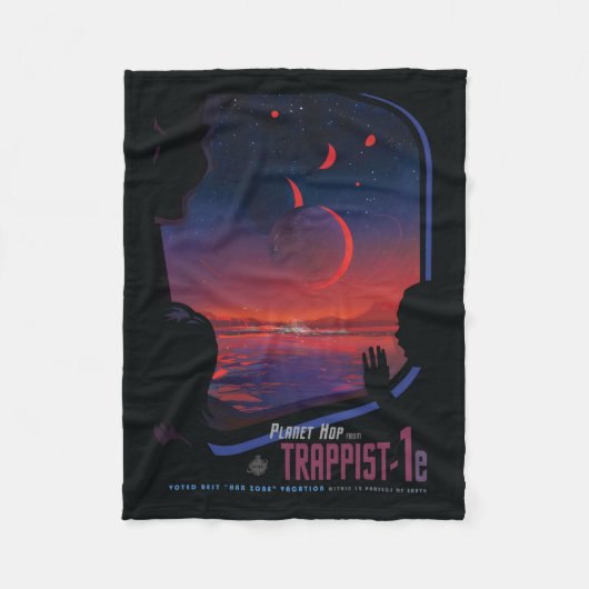 Retro Space Poster - Kijkers observeren trappist-1 Fleece Deken (Voorkant)