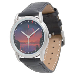 Retro Space Poster - Kijkers observeren trappist-1 Horloge