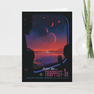 Retro Space Poster - Kijkers observeren trappist-1 Kaart