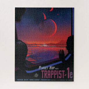 Retro Space Poster - Kijkers observeren trappist-1 Legpuzzel