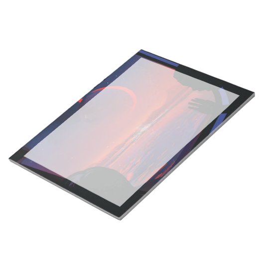 Retro Space Poster - Kijkers observeren trappist-1 Notitieblok (Schuin)