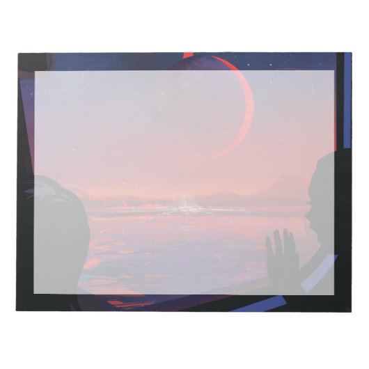 Retro Space Poster - Kijkers observeren trappist-1 Notitieblok (Voorkant)