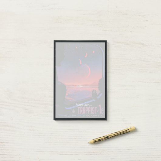 Retro Space Poster - Kijkers observeren trappist-1 Post-it® Notes (Op bureau)