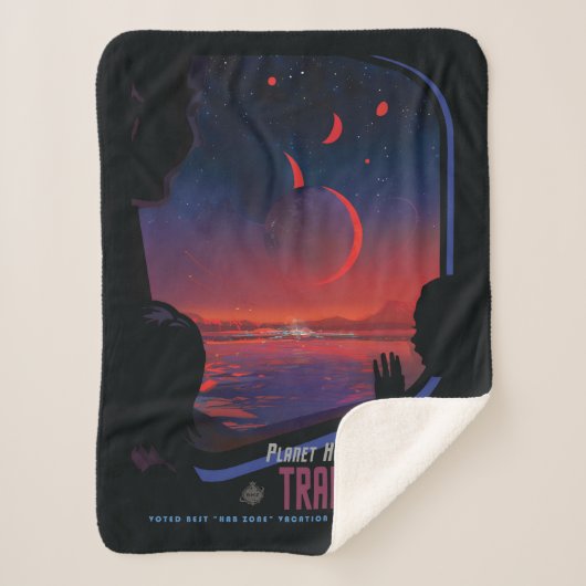 Retro Space Poster - Kijkers observeren trappist-1 Sherpa Deken (Voorkant)