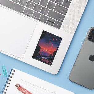 Retro Space Poster - Kijkers observeren trappist-1 Sticker