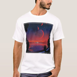Retro Space Poster - Kijkers observeren trappist-1 T-shirt
