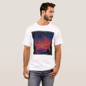 Retro Space Poster - Kijkers observeren trappist-1 T-shirt (Voorkant volledig)
