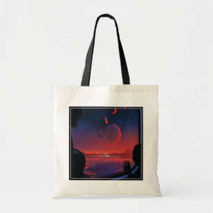 Retro Space Poster - Kijkers observeren trappist-1 Tote Bag