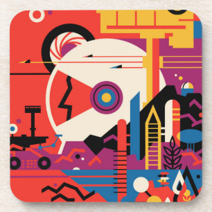 Retro Space Poster - Mars Exploration Program. Bier Onderzetter